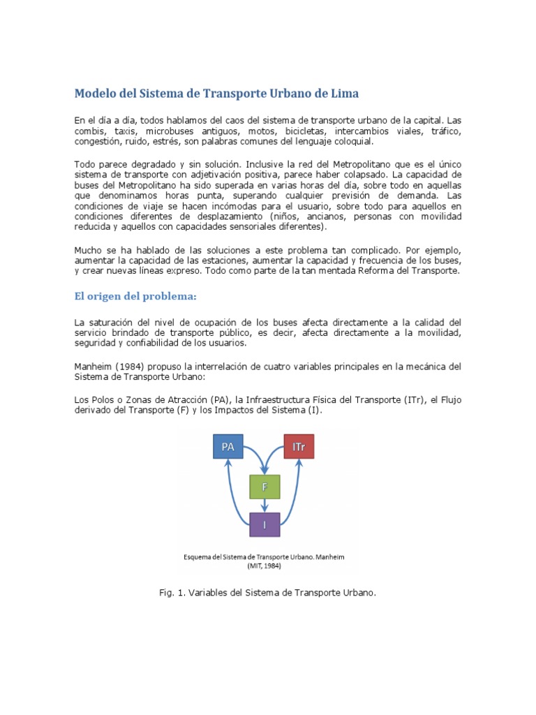 Modelo Del Sistema de Transporte Urbano | PDF | Transporte público ...