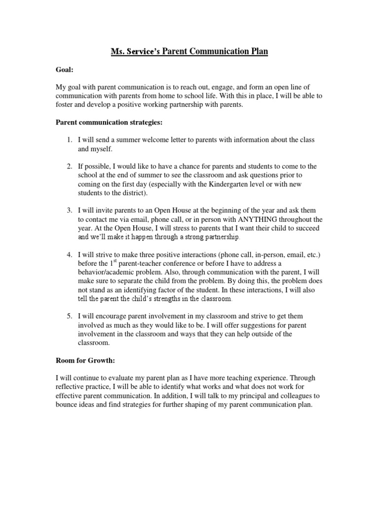 Effective Parent Communication Plan | PDF