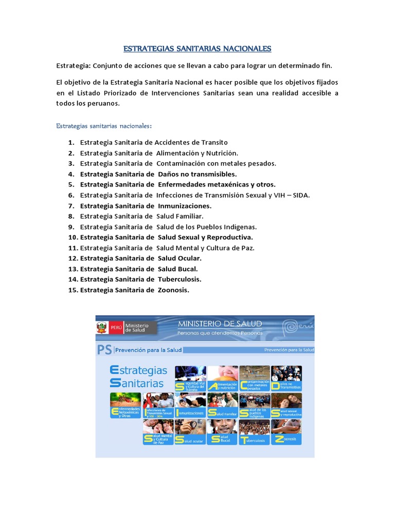 Estrategias Sanitarias Nacionales MINSA | PDF | Desnutrición ...