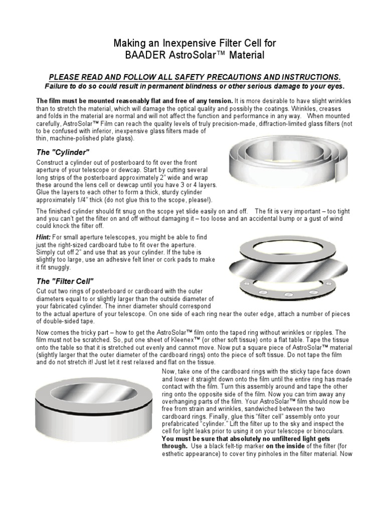 Make Your Own Solar Filter | PDF | Telescope | Aperture