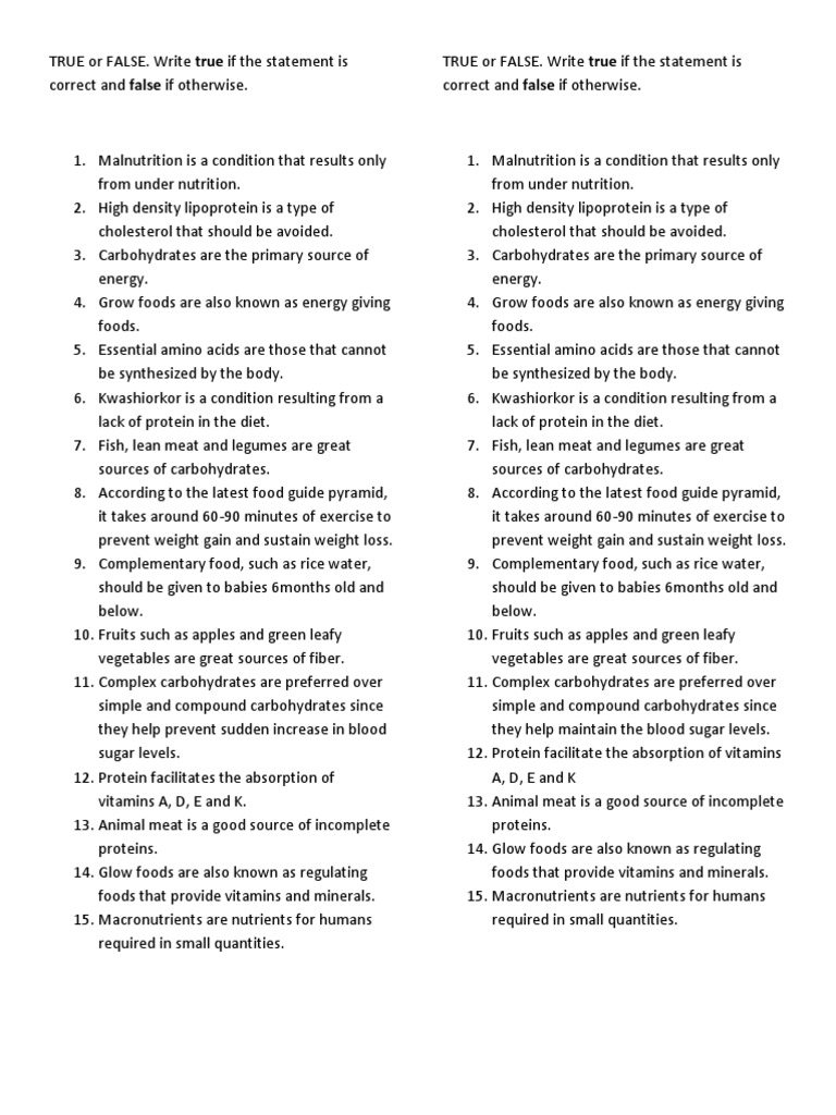 Nutrition Quiz 101 Nutrition Nutrients