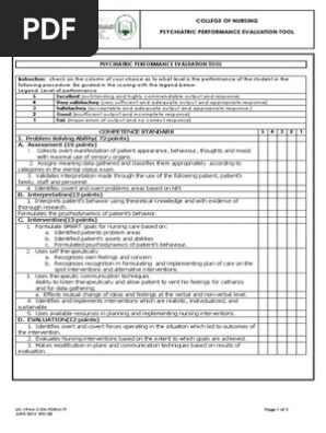19 Psychiatric Performance Evaluation Tool