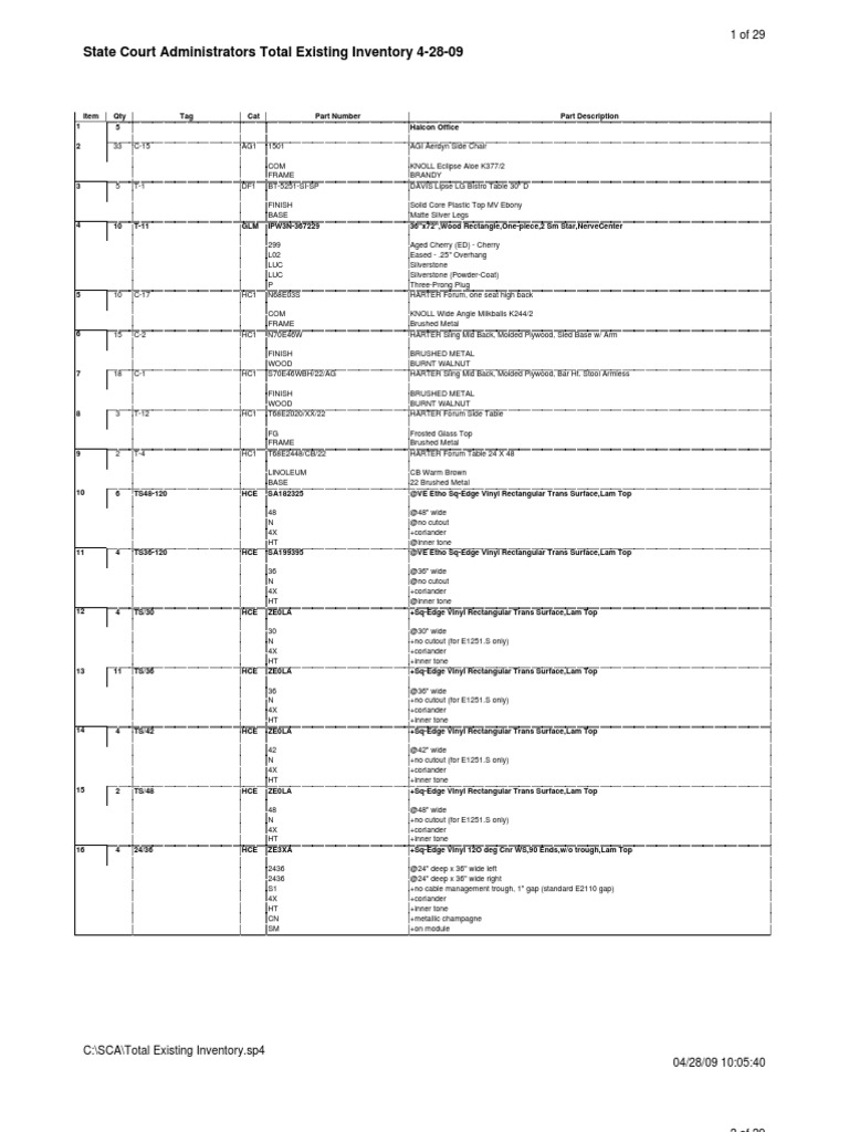 Total Existing Inventory | PDF | Decorative Arts | Building Materials