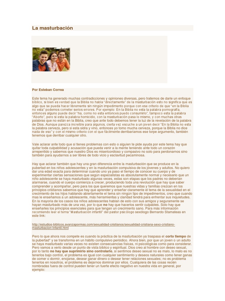 La masturbacin: Perspectiva cristiana | PDF | Lujuria | Masturbacin