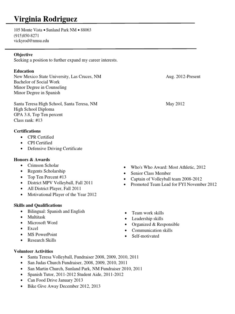 Virginia Rodriguez Resume Summary | PDF