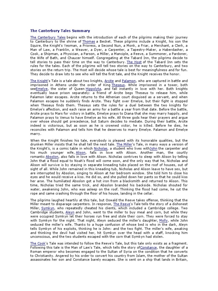 Summary of The Canterbury Tales | PDF