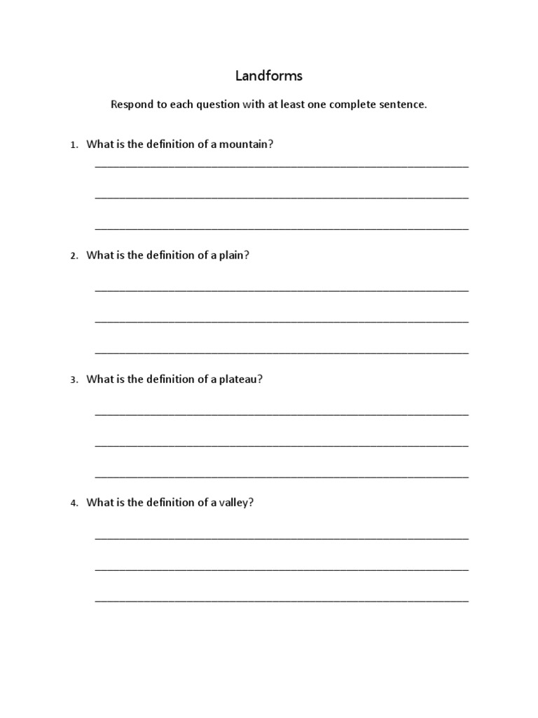 landform questions