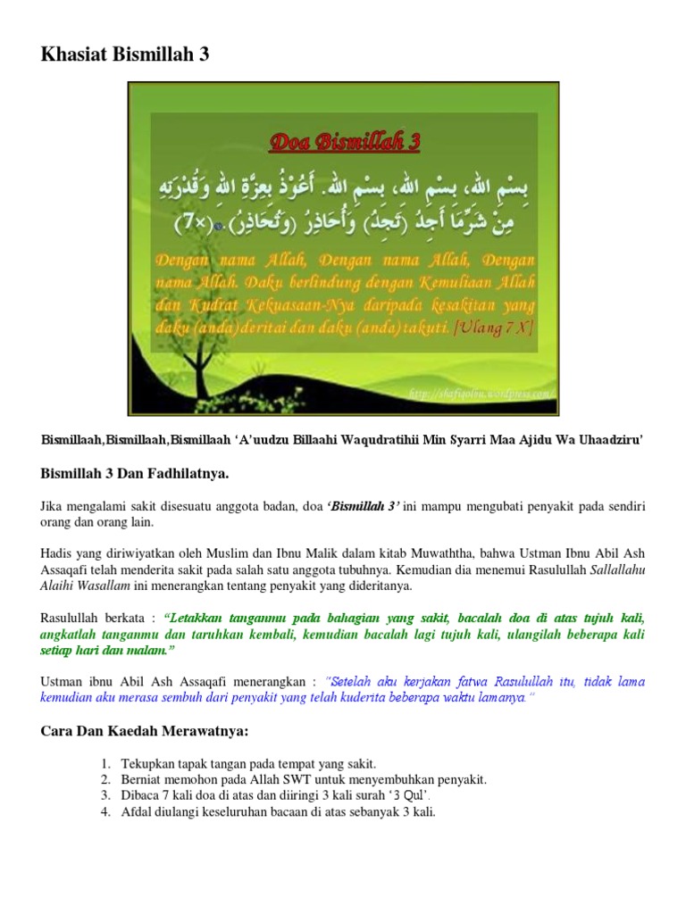 Khasiat Bismillah 3x