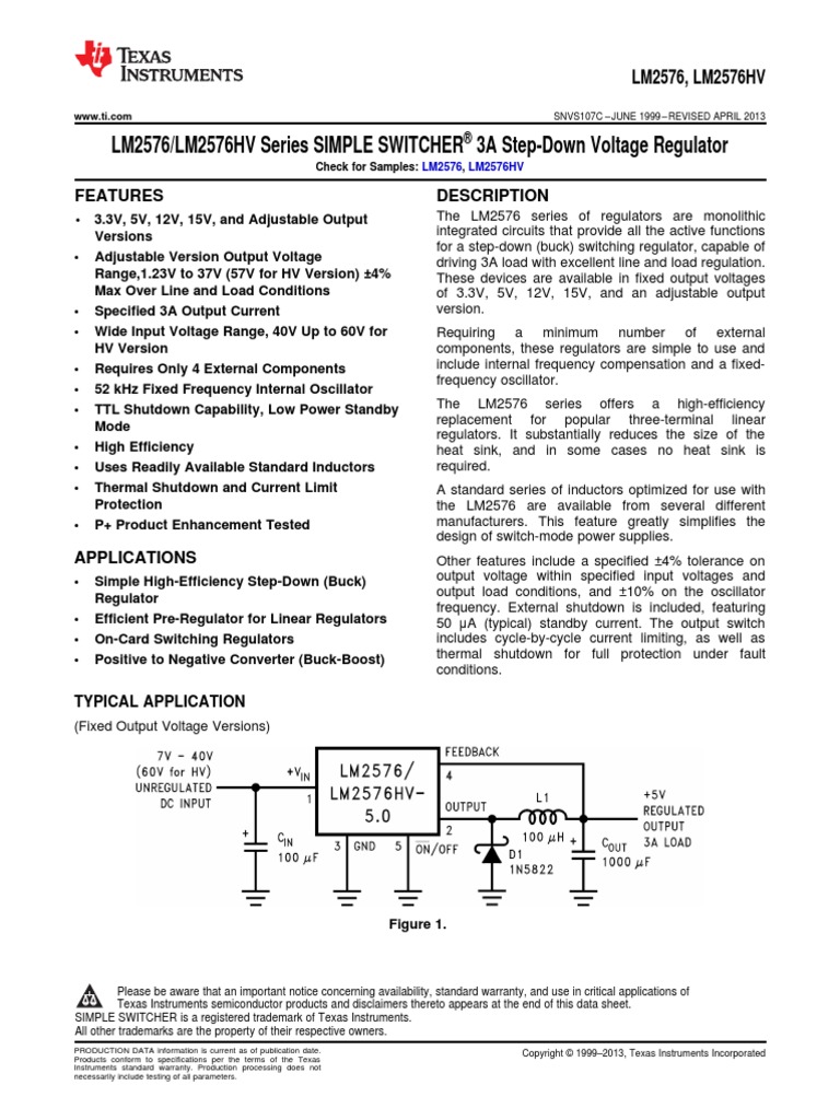 LM 2576 | PDF | Capacitor | Inductor