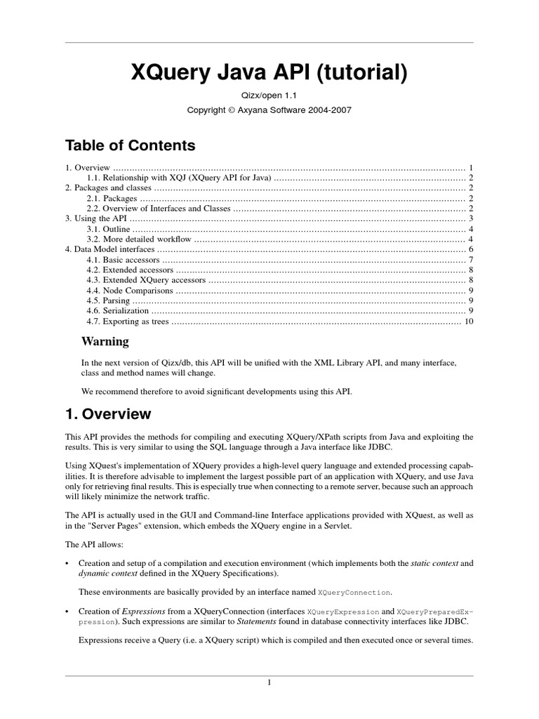 Xquery Java Api (Tutorial) : Warning | PDF | Application Programming ...