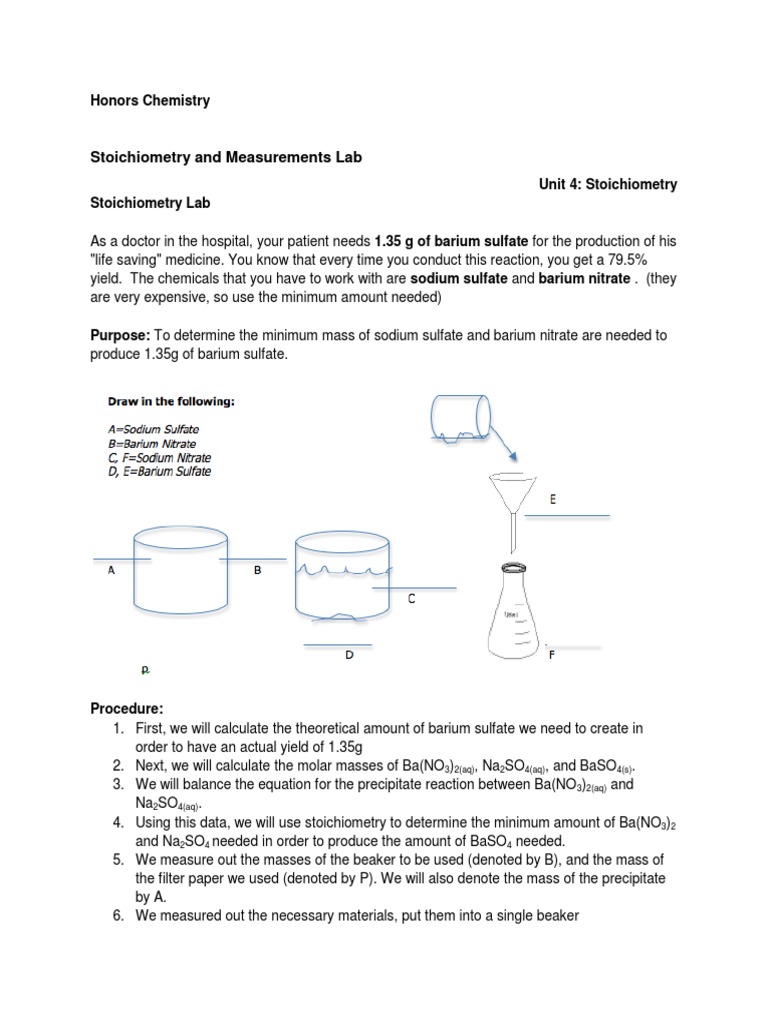 Stoichiometry And Measurements Lab Honors Chemistry Pdf