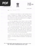 Ram Jethmalani's Letter To P. Chidambaram in NDTV Money Laundering Matter