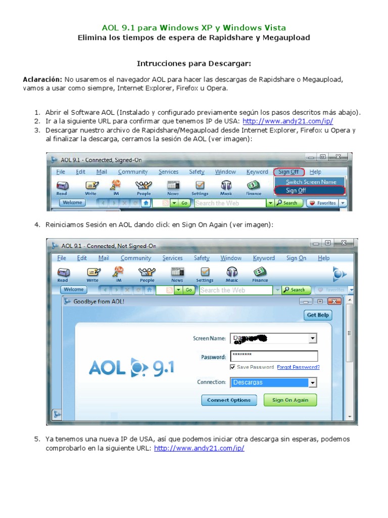 AOL 9.1 Manual | PDF | explorador de Internet | Aol