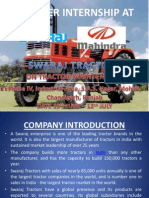 Summer Internship in Swaraj Mahindra Tractors.