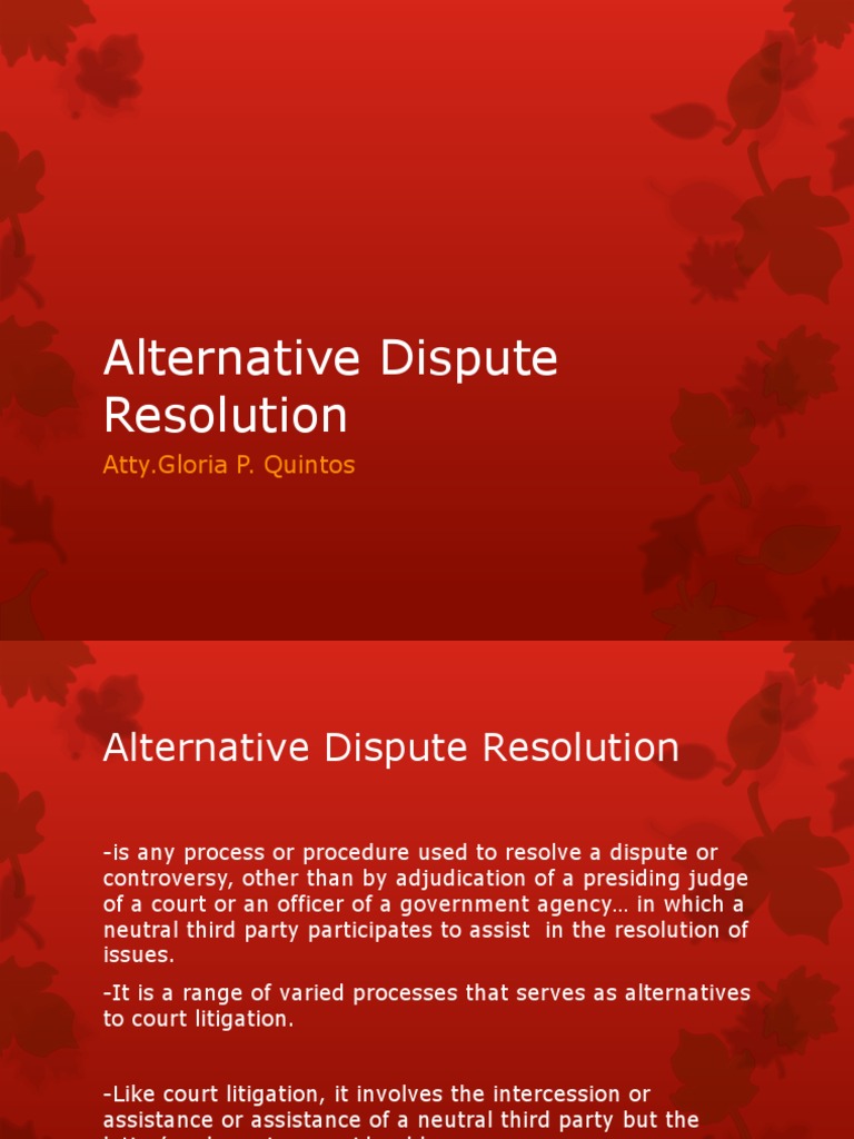Overview of Alternative Dispute Resolution | PDF | Alternative Dispute ...