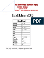 List of Holidays of 2013: Uttrakhand