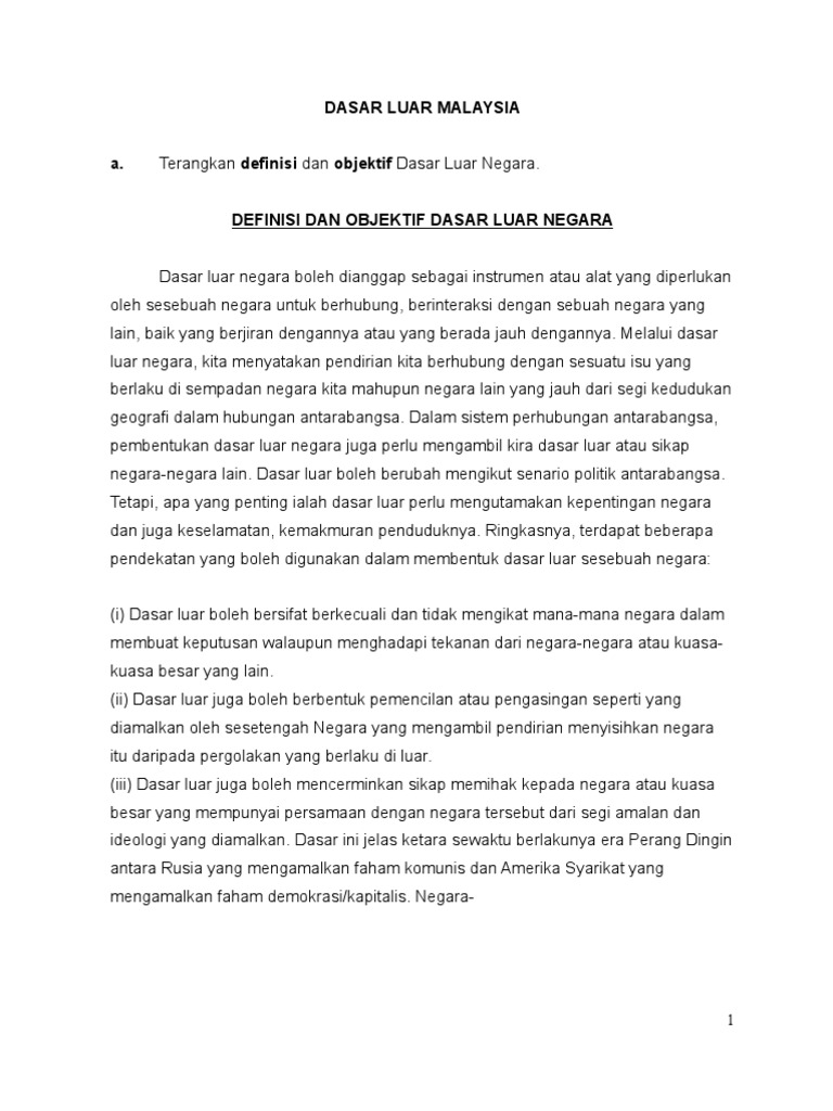 Dasar Luar Malaysia Pdf