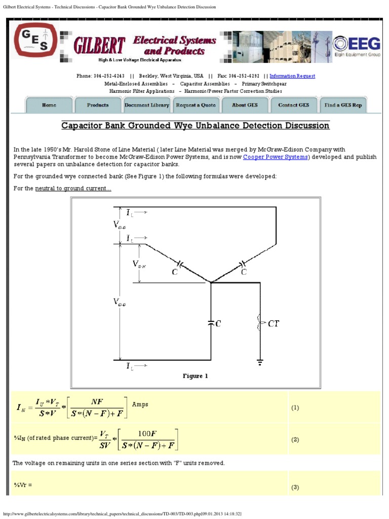 Gilbert Electrical Systems Technical Discussions Capacitor Bank Grounded Wye Unbalance