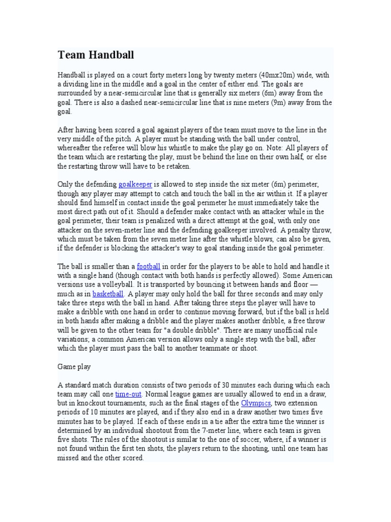 Team Handball Rules Explained | PDF | Sport Variants | Rules