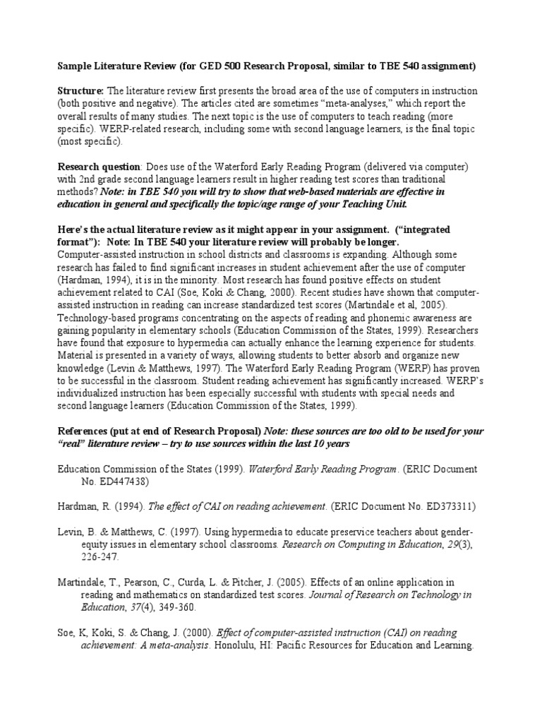 Sample Literature Review  PDF