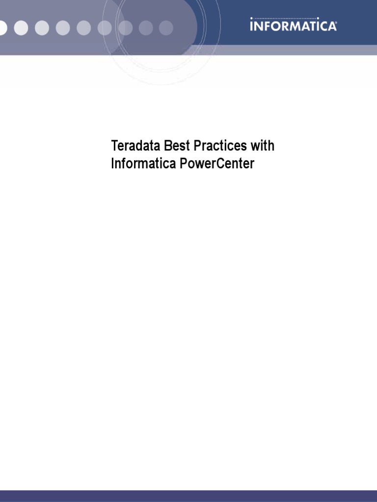Teradata Informatica Best Practices | PDF | Oracle Database | Databases
