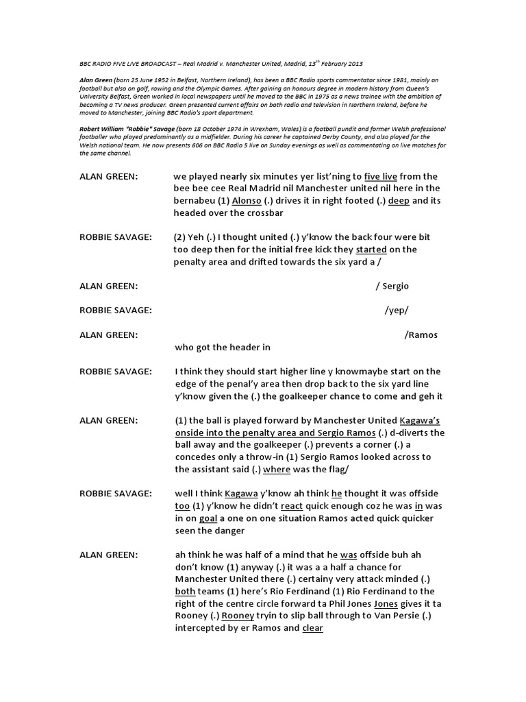 Spoken language GCSE sports commentary transcripts Team Sports Cricket