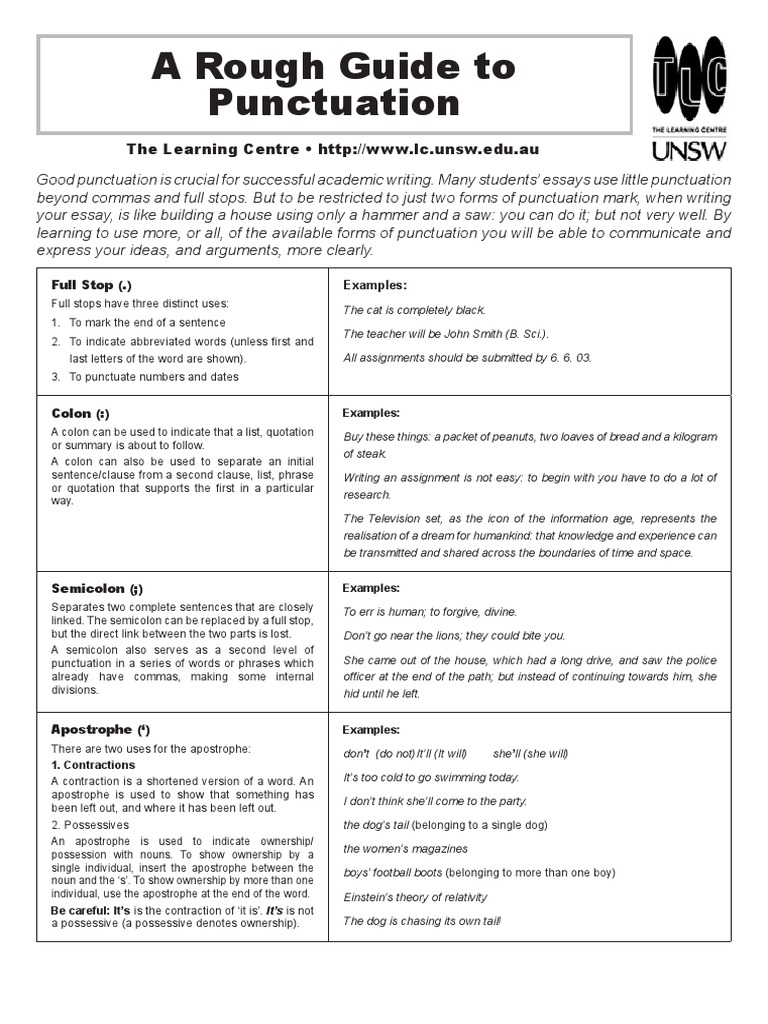 A Rough Guide To Punctuation | PDF