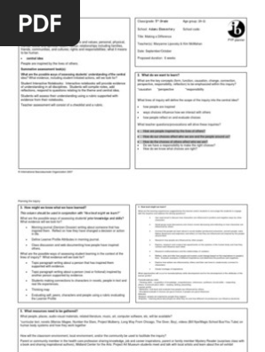 IB Unit Planner: Who We Are with Assessment