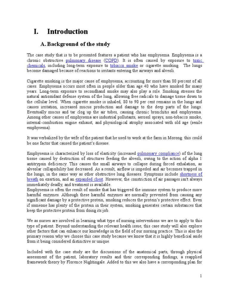 Emphysema Case Study E3 PDF Respiratory Tract Chronic Obstructive