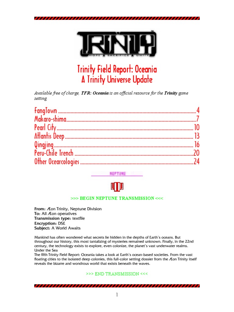 Aeon Trinity - Field Report - Oceania | PDF | Dolphin | Oceans