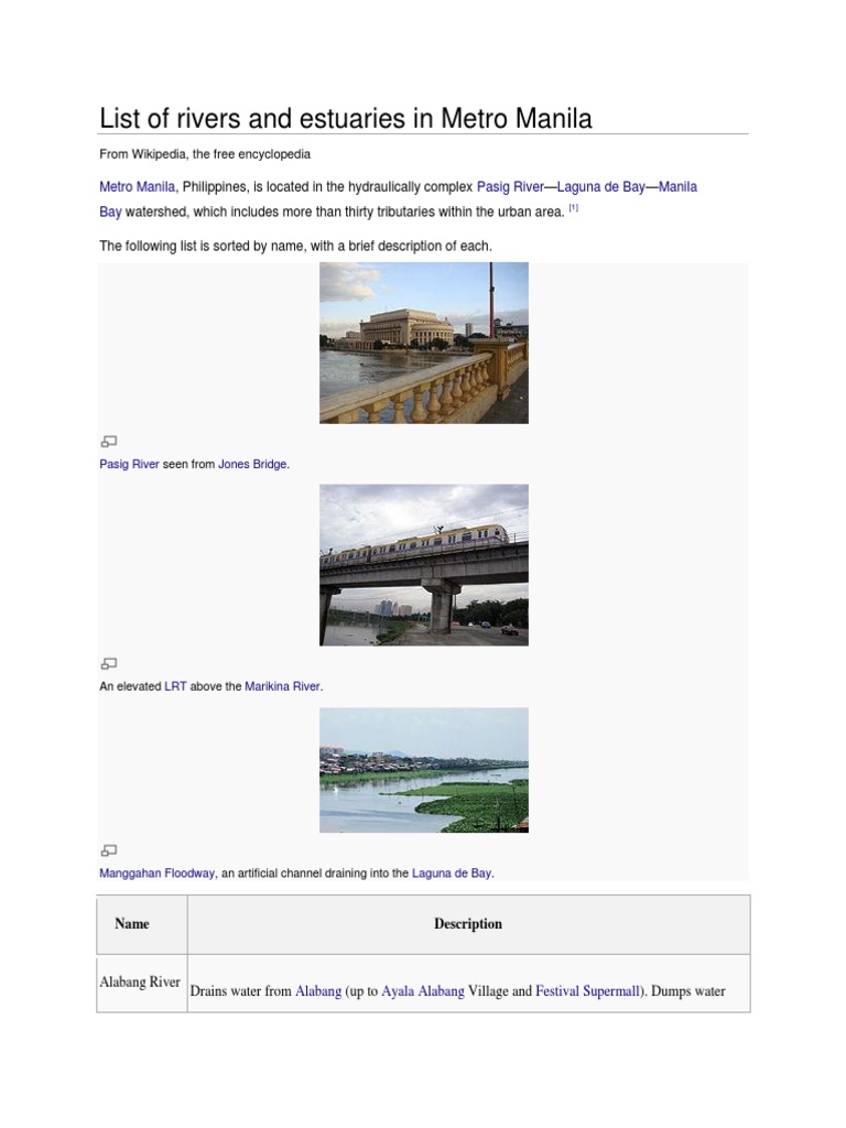 Rivers and Estuaries in Metro Manila | PDF | Sewage Treatment | Metro ...