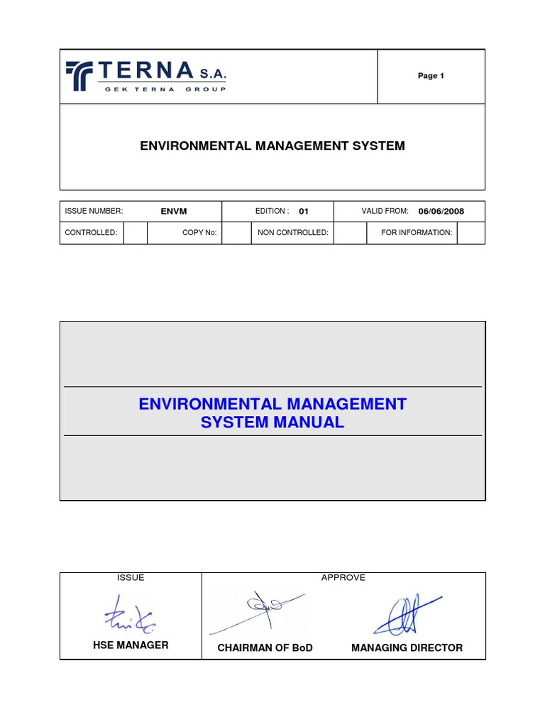 Environmental Management System Manual | PDF | Audit | Internal Audit