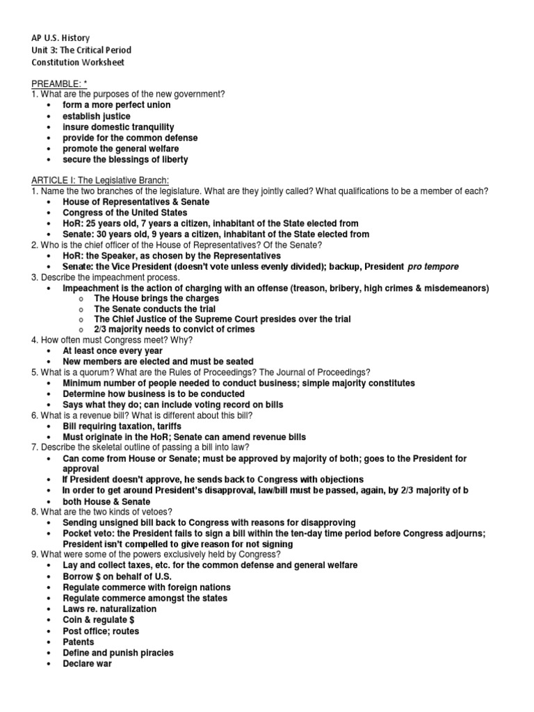 Outline Of Us Constitution