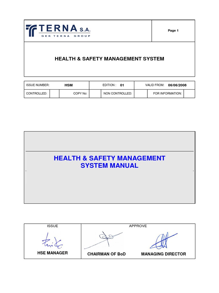 Health & Safety Manual Occupational Safety And Health Audit