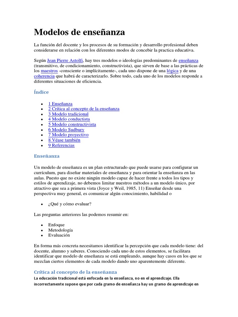 Modelos de Enseñanza | PDF | Constructivismo (filosofía de la educación) |  Aprendizaje