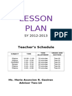 Lesson Plan: Teacher's Schedule