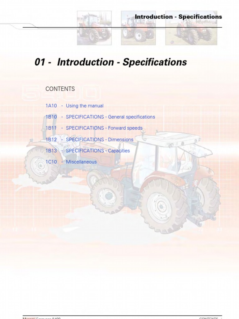 MF5400 Manual 01-En | Transmission (Mechanics) | Clutch. MASSEY FERGUSON  MF5400 MF 5400 Series Tractor ...