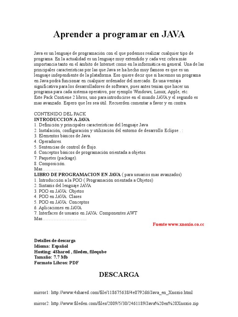 Aprende a Programar en Java: Guía Completa | PDF