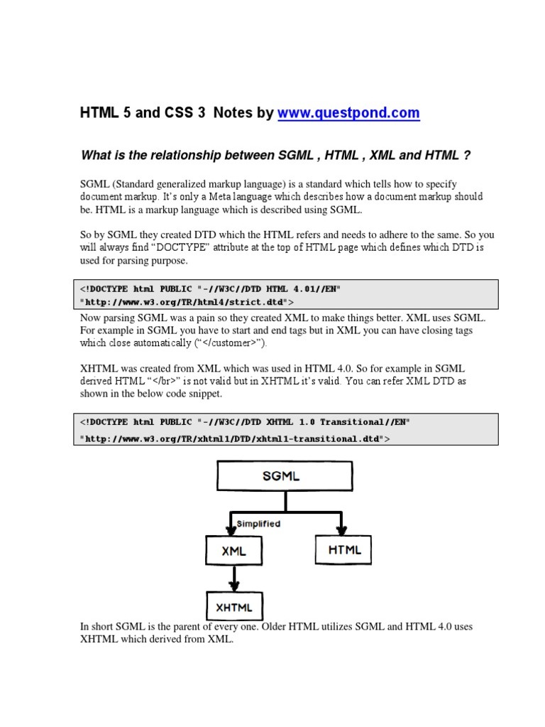 HTML 5 and CSS 3 Notes | PDF | Html | Xhtml
