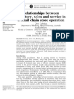 Relationships Between Inventory, Sales and Service in A Retail Chain Store Operation