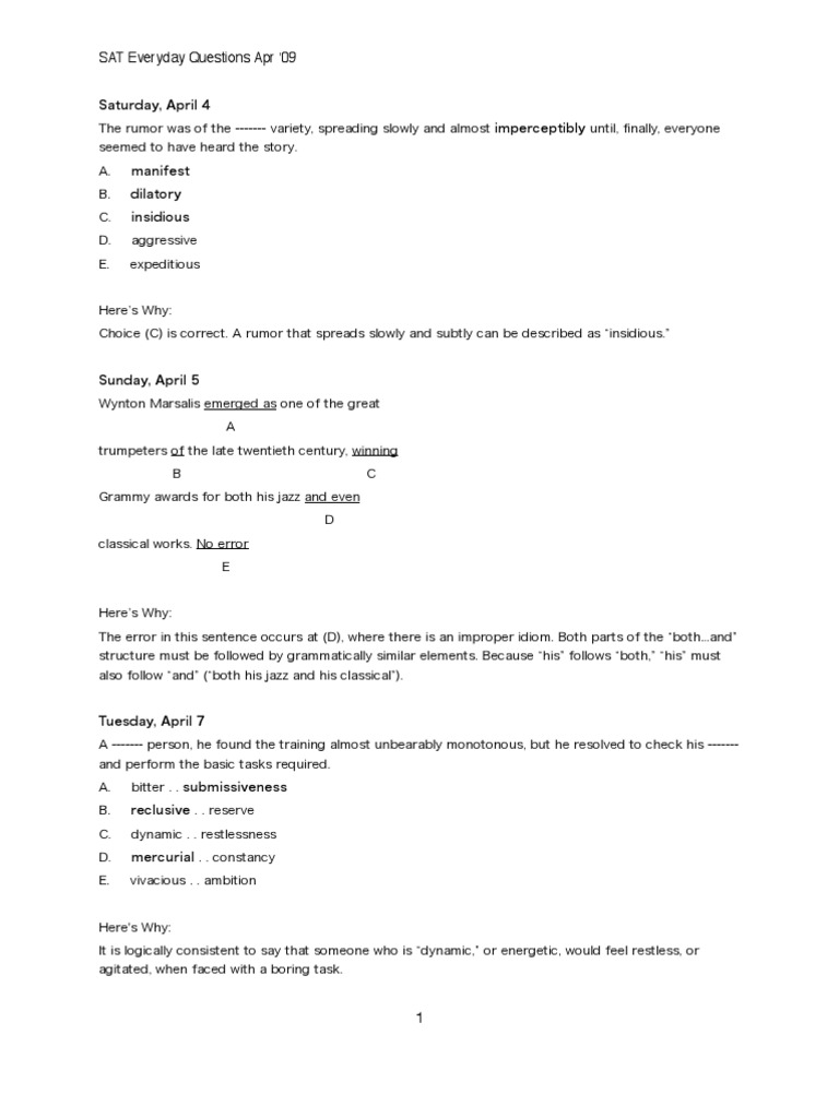 SAT Vocabulary and Error Correction Guide | PDF | Grammar | Syntax