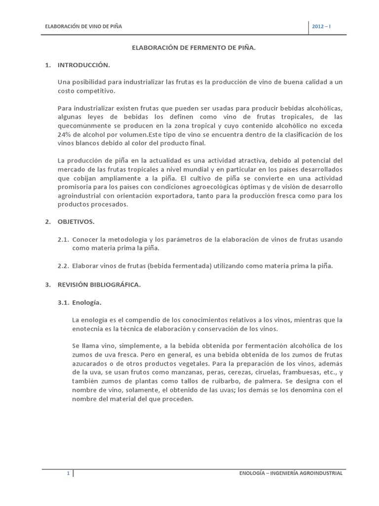 Cómo Hacer Vino de Piña Casero | PDF | Vino | Comida y bebida