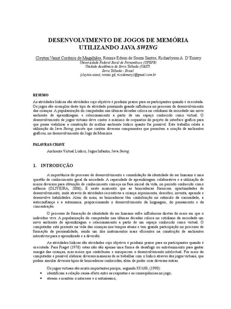 Desenvolvimento de Jogos com Java Swing | PDF | Java (linguagem de ...