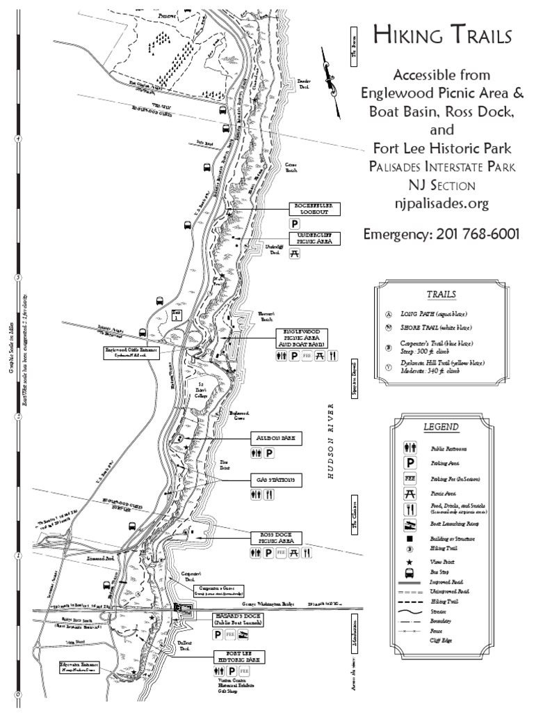 Palisades Interstate Park Trail Map Palisades Trail Map South Pdf Trail Hiking