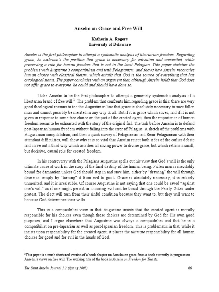 On Free Choice Of The Will Pdf