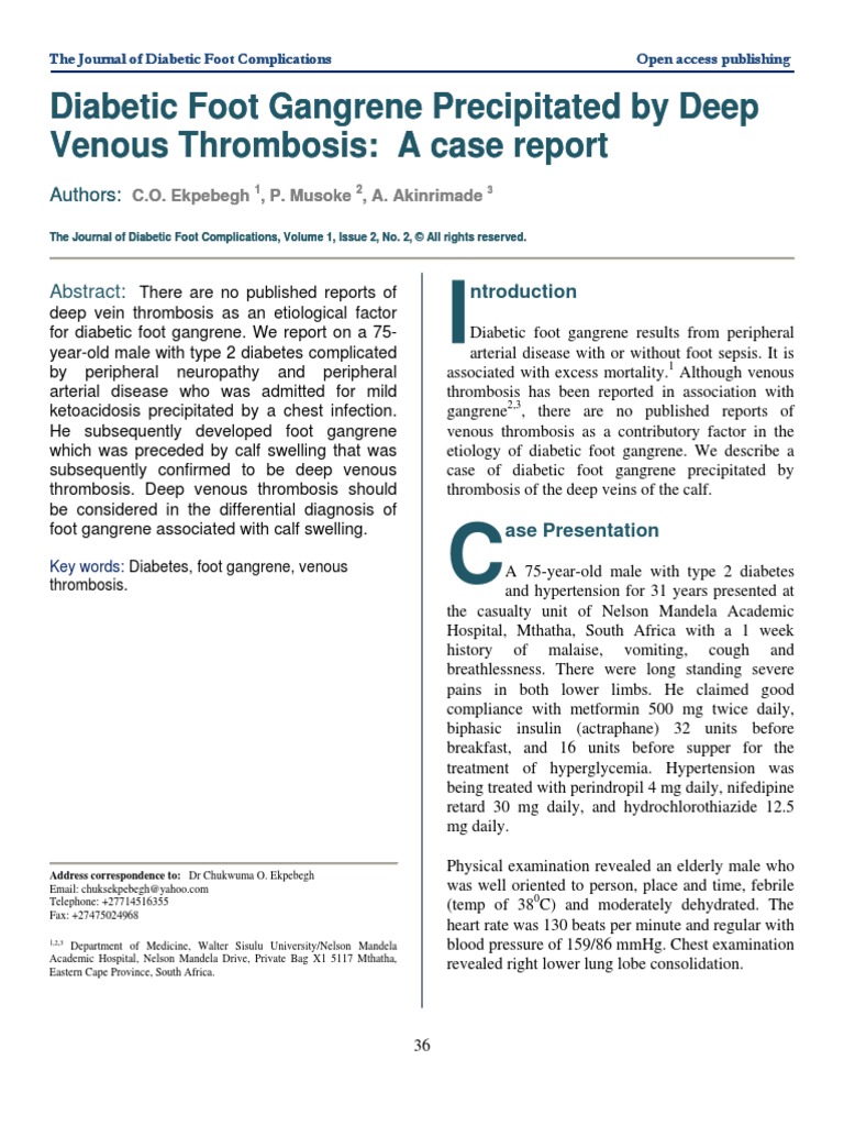 Diabetic Foot Gangrene in Dvt21 Vein Thrombosis