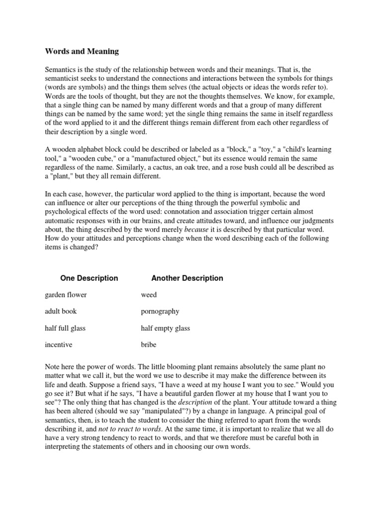 Understanding Semantics and Word Influence | PDF
