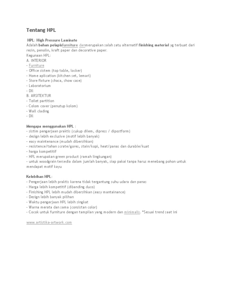 Kelebihan dan Kegunaan HPL dalam Interior | PDF