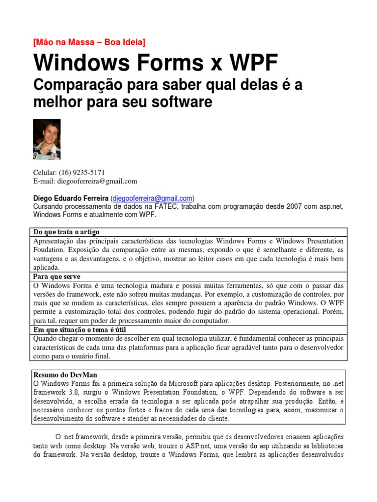 Uma Comparação Essencial Windows Forms vs WPF para Desenvolvimento de