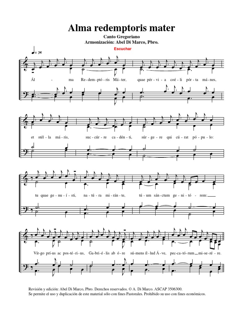 Partitura Alma Redemptoris Mater